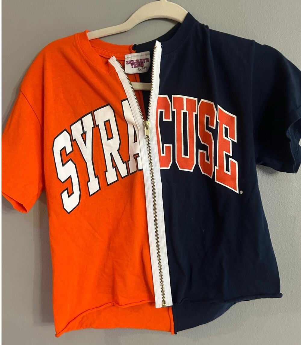 TailGate Tees Syracuse University Orange Crop Top S Zip Football Game Day